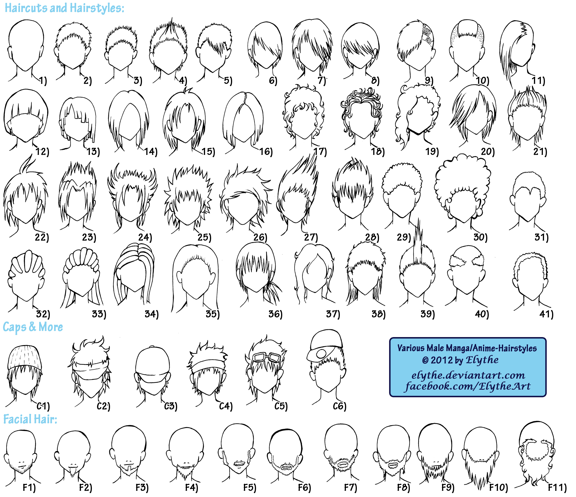 Various Male Anime+Manga Hairstyles by Elythe on DeviantArt