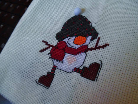 Skating Snowman (Cross Stitch)