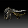 Acrocanthosaurus y Apatosaurus