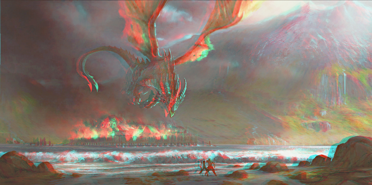 Smaug destroys Esgaroth by Gaius31duke 3D Relief