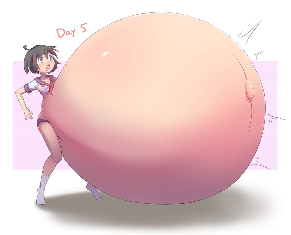 Belly inflation anime беременная