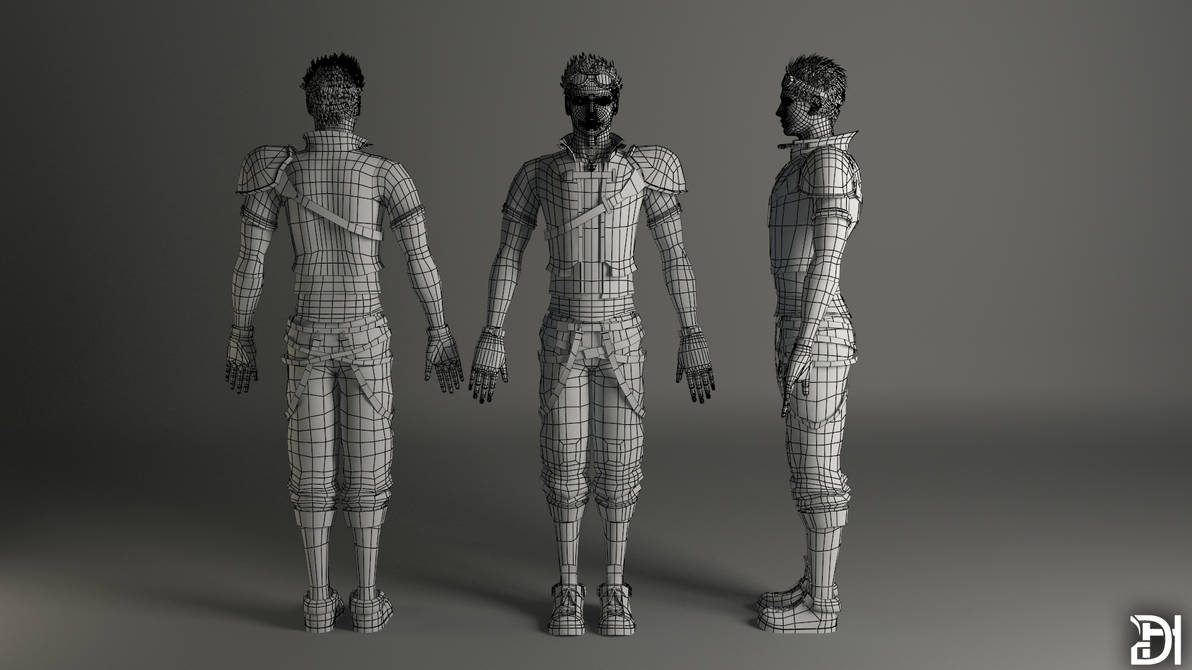 Full Character wireframe Render by 02wdhull on DeviantArt