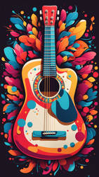 Colorful acoustic guitar vibrant colos V2