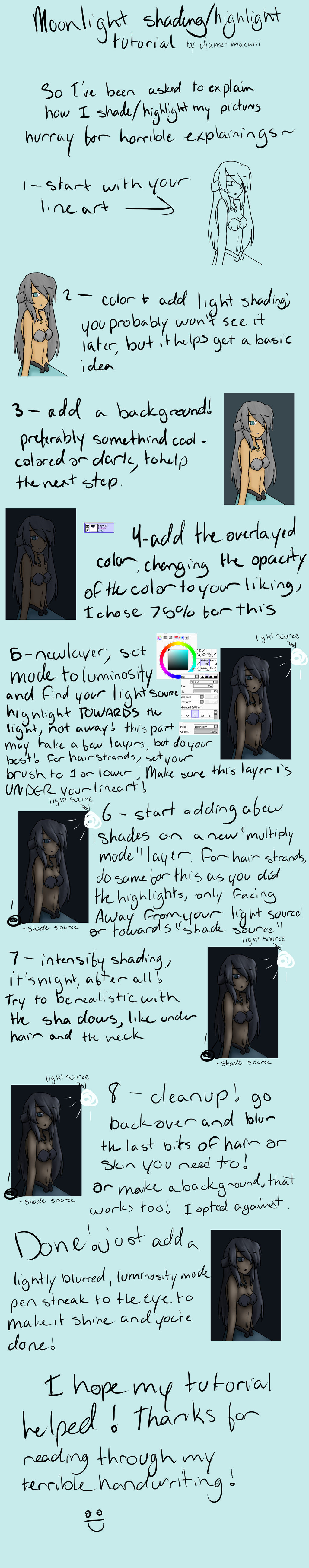 Moonlight Shading Tutorial Moonlight highlight/shading tutorial by thewottertrainer on DeviantArt