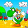 Yoshi and baby Tails