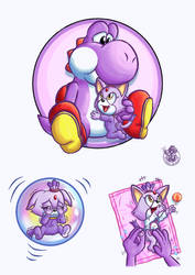 [YI x bS] Purple Yoshi and baby Blaze