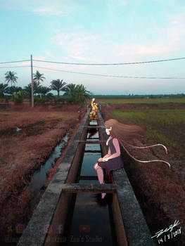 Mikey and Zea at Paddy field 