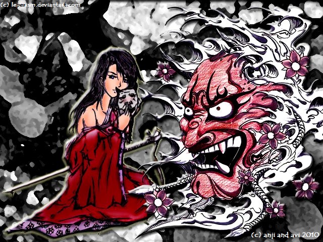 Samurai Girl With Hannya Mask By Specs N Pencils On Deviantart Samurai Girl With Hannya Mask By Specs N Pencils On Deviantart