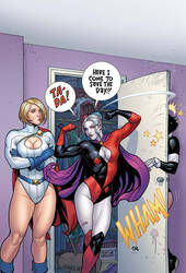 Harley Quinn Power Girl and Atlee