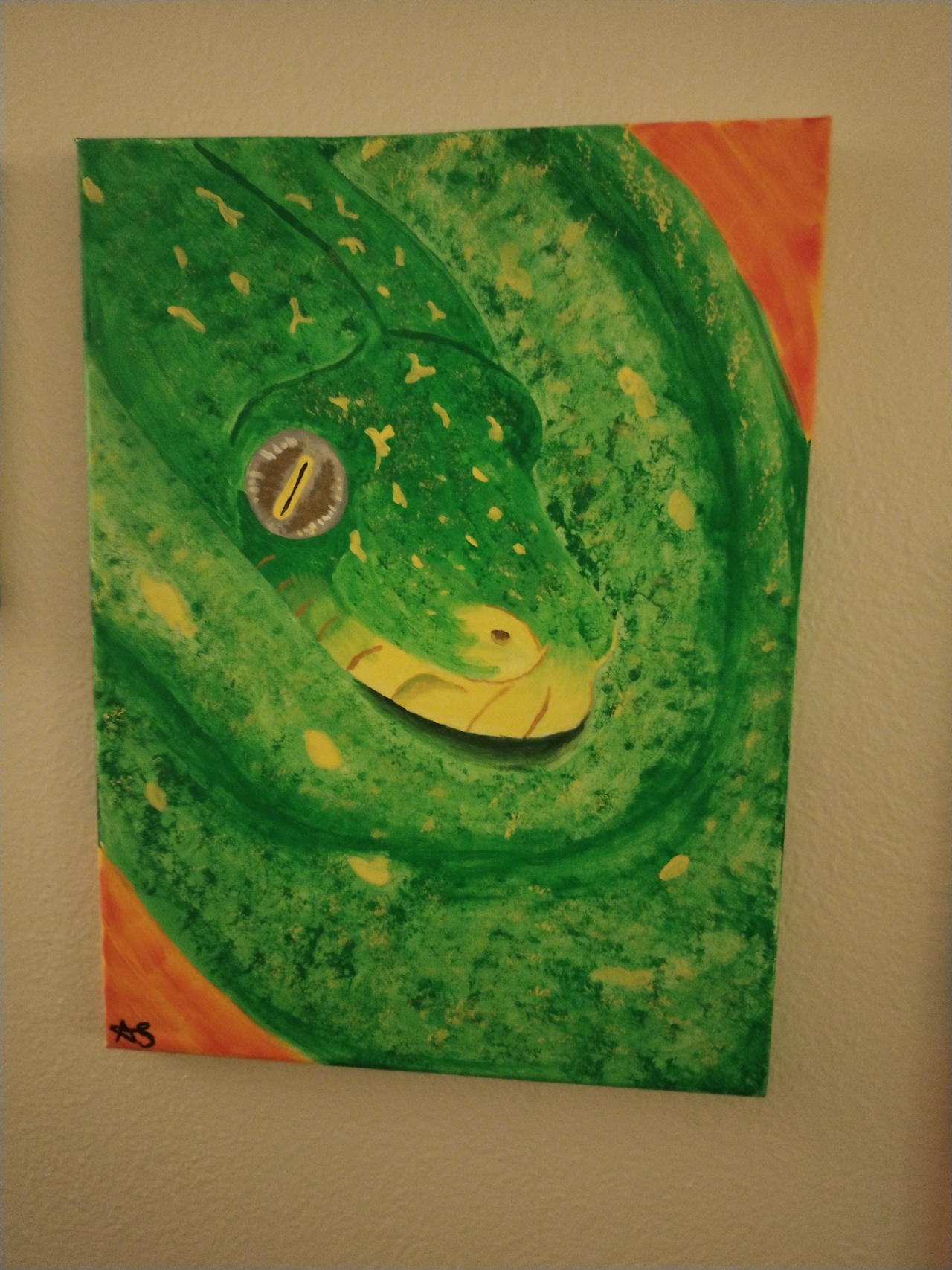 Green tree python painting by Queen-Serpentine on DeviantArt