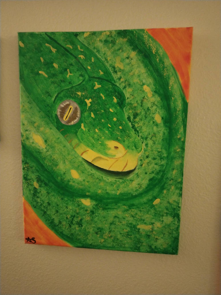 Green tree python painting by Queen-Serpentine on DeviantArt