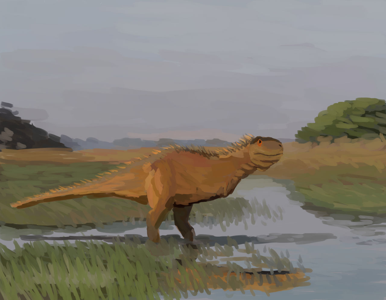 Rugops wading through water. day 6 of Maysozoic by moonringblue on ...