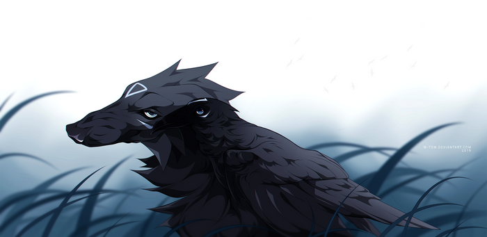 Wolf and raven