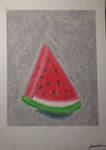Watermelon Oil Pastel Drawing  by LonelyArtistStudios