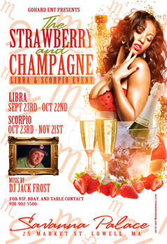 Strawberry and champagne flyer