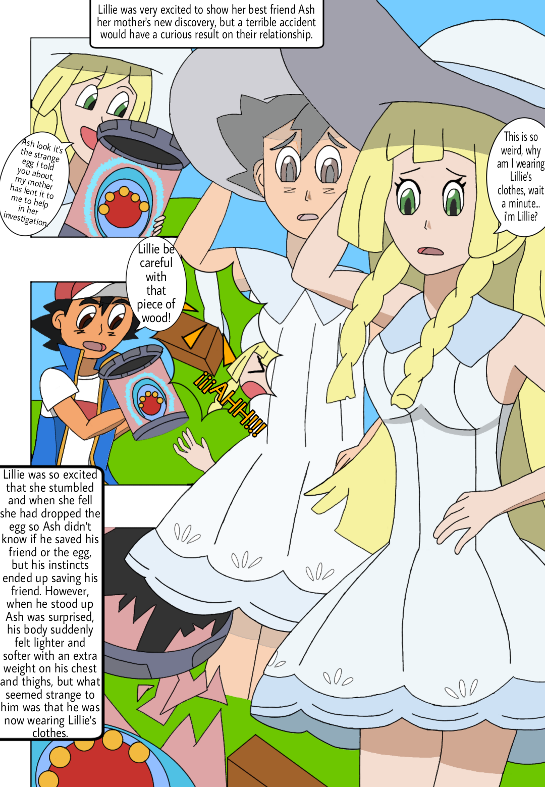 Ash and Lillie body swap (part 1) by TakatoSilver on DeviantArt