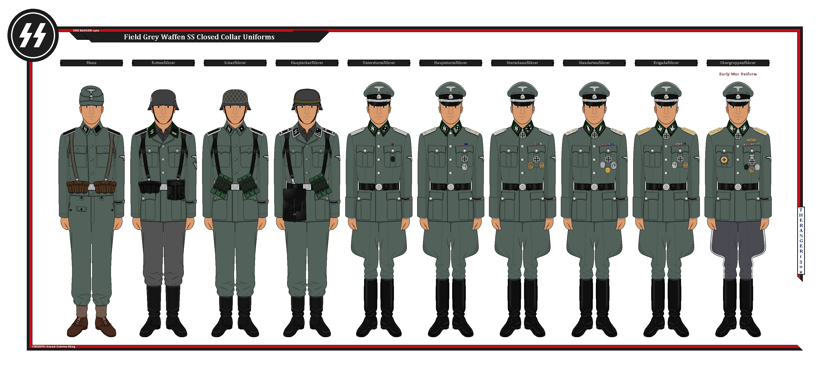 Waffen Ss Feldgrau Closed Collar Uniforms By Theranger1302 On Deviantart