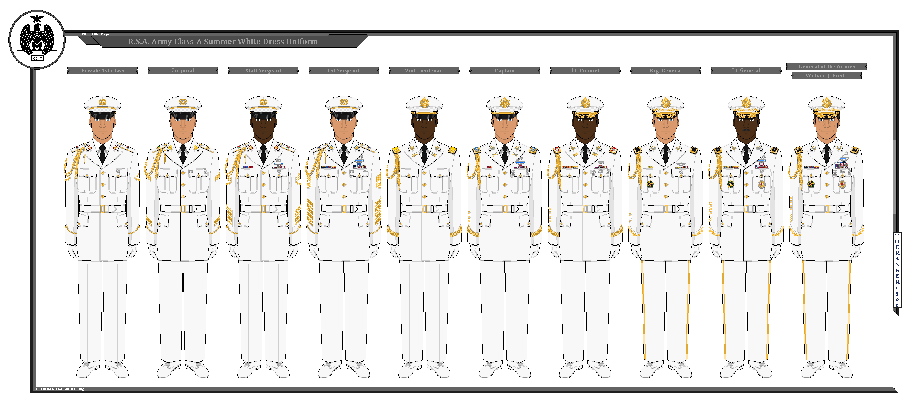 R.S.A Army Class-A White Summer Dress Uniforms by TheRanger1302 on DeviantArt R.S.A Army Class-A White Summer Dress Uniforms by TheRanger1302 on DeviantArt