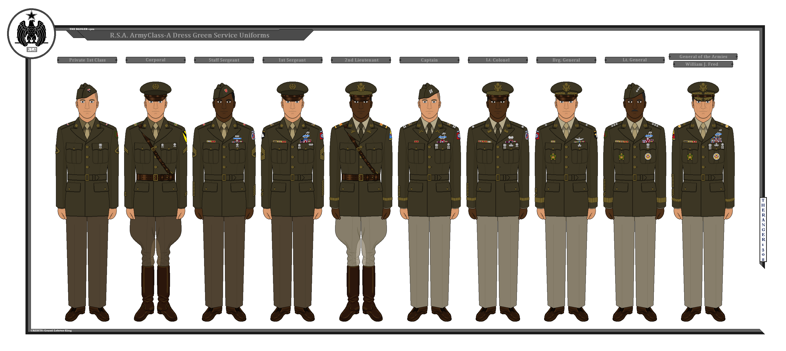 R.S.A Army Class-A Dress Green Uniforms by TheRanger1302 on DeviantArt R.S.A Army Class-A Dress Green Uniforms by TheRanger1302 on DeviantArt