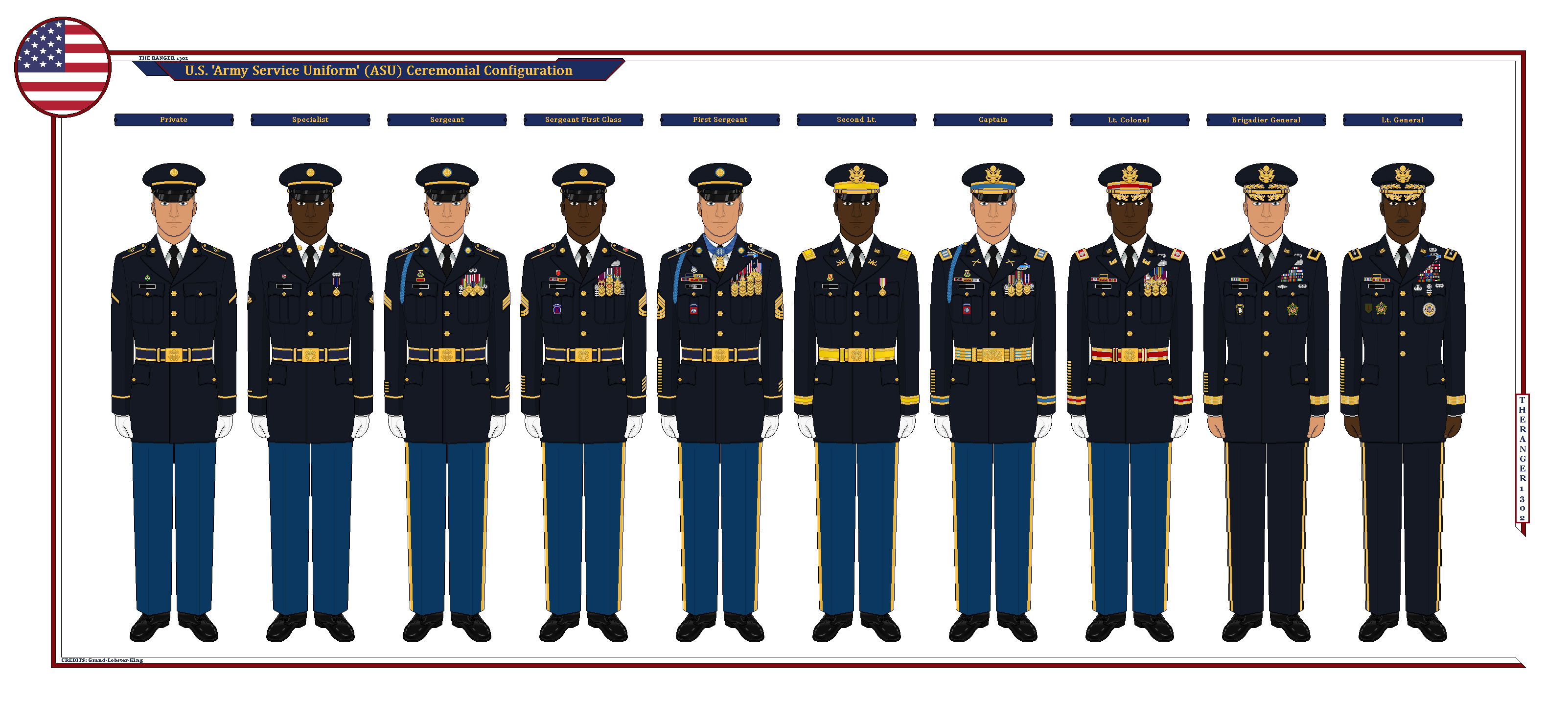 United States Army - (ASU) - Dress Blues Uniform Minecraft Skin