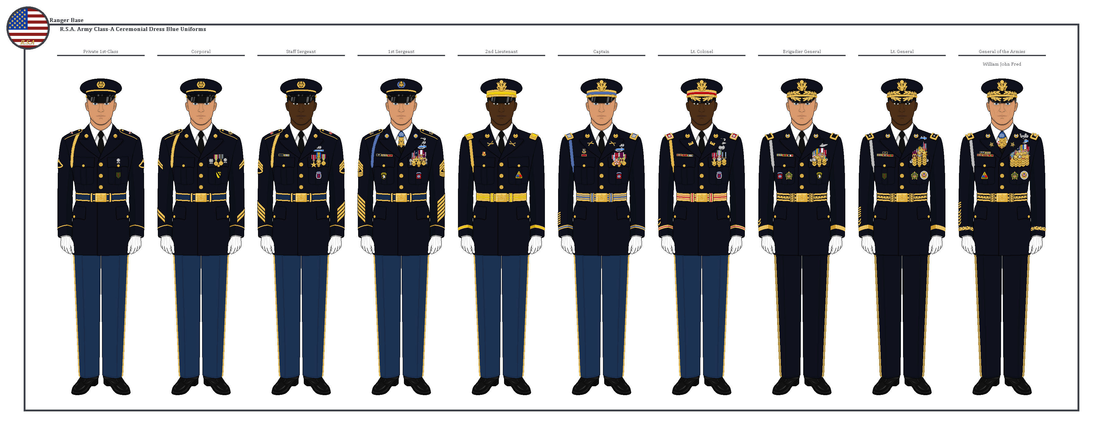 R.S.A. Army Class-A Dress Blue Ceremonial Uniforms by TheRanger1302 on DeviantArt R.S.A. Army Class-A Dress Blue Ceremonial Uniforms by TheRanger1302 on DeviantArt