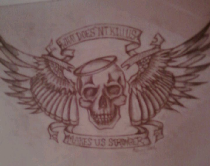 Skull+halo+wings Tattoo design