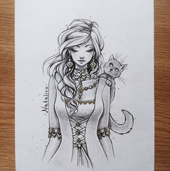 Lady with cat by natalico