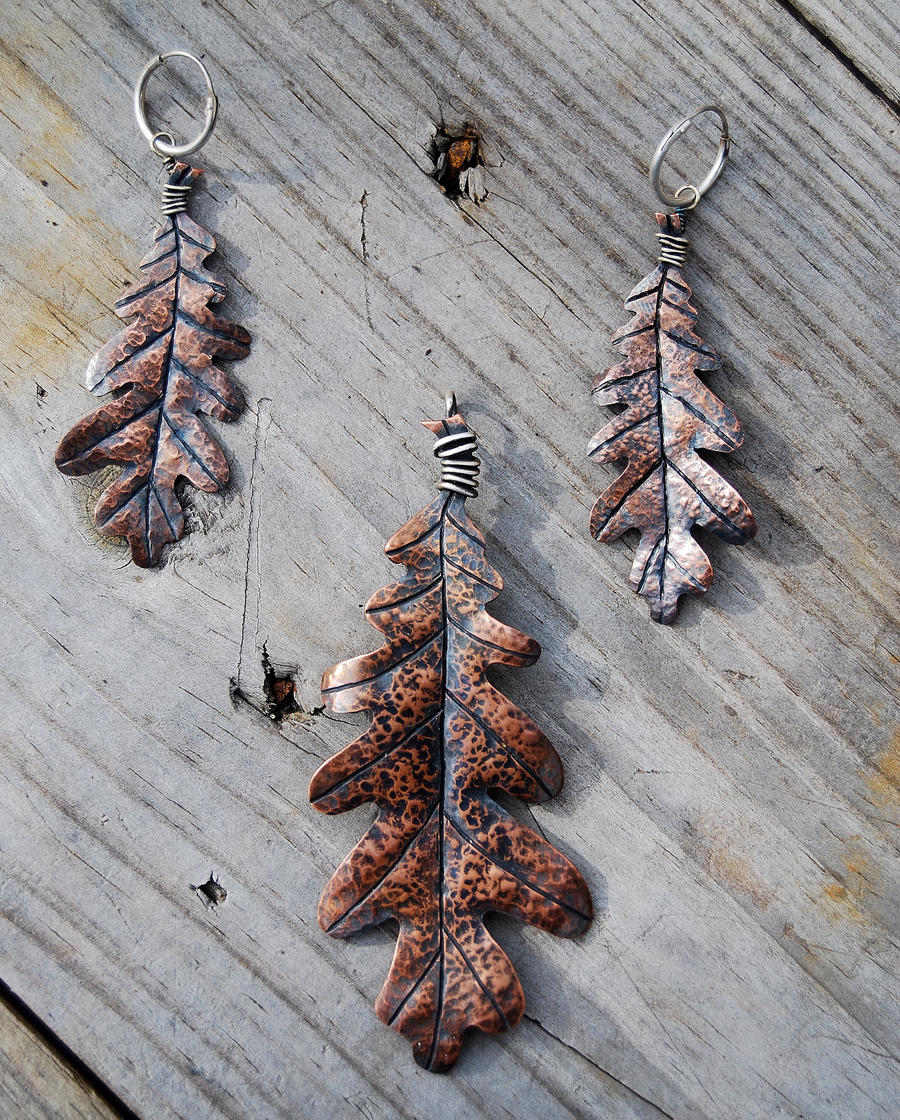 White Oak Leaf Set in Copper