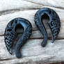 Celtic Ravens - Carved Jet Gauged Talon Earrings