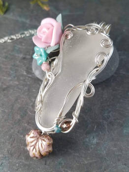 Floral Faerie White Sea Glass Mermaid Necklace