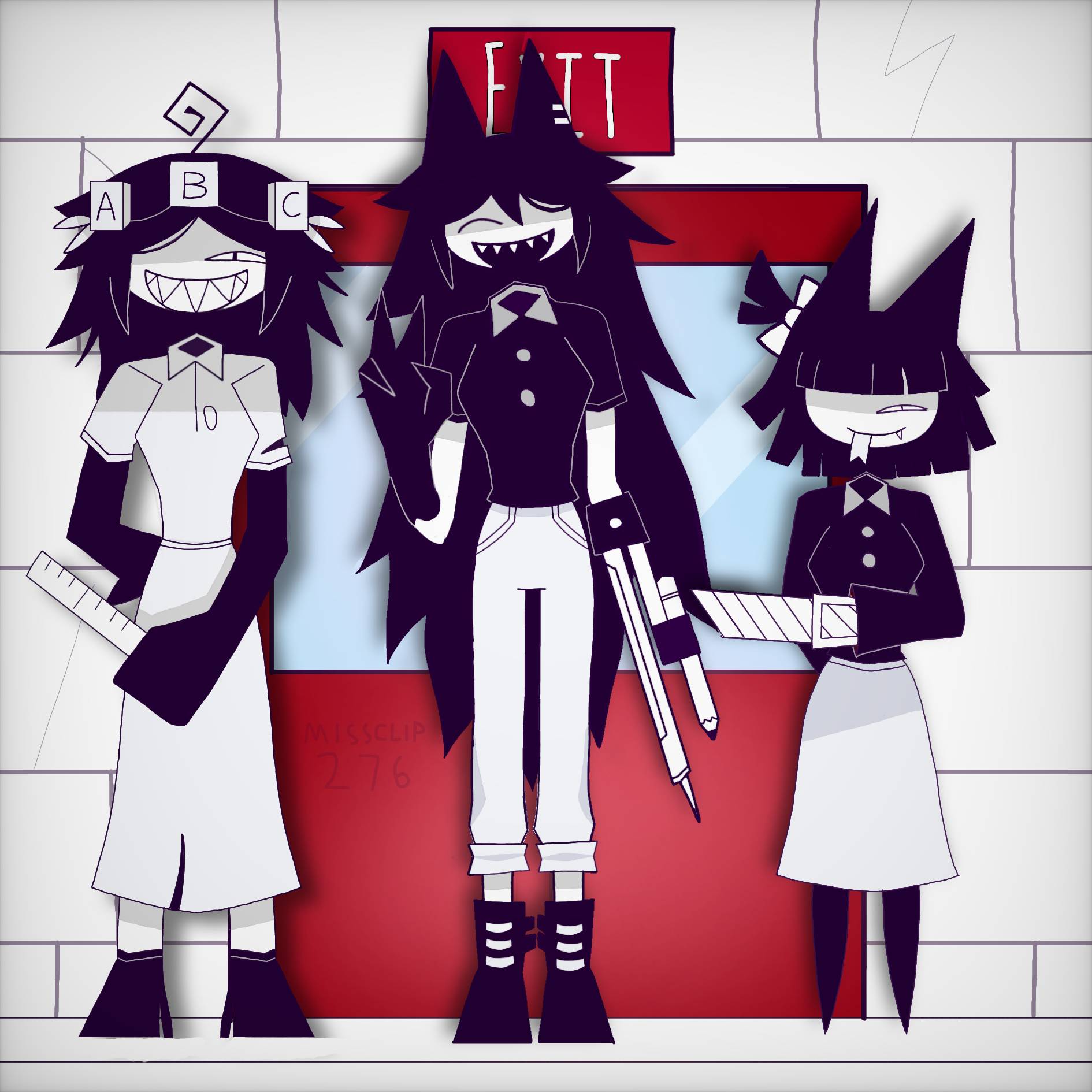 Miss Thavel, Miss Circle and Miss Bloomie by missclip276 on DeviantArt