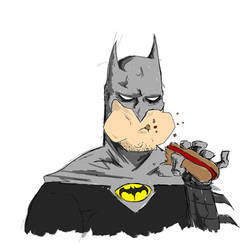 Batman Eating a Hotdog