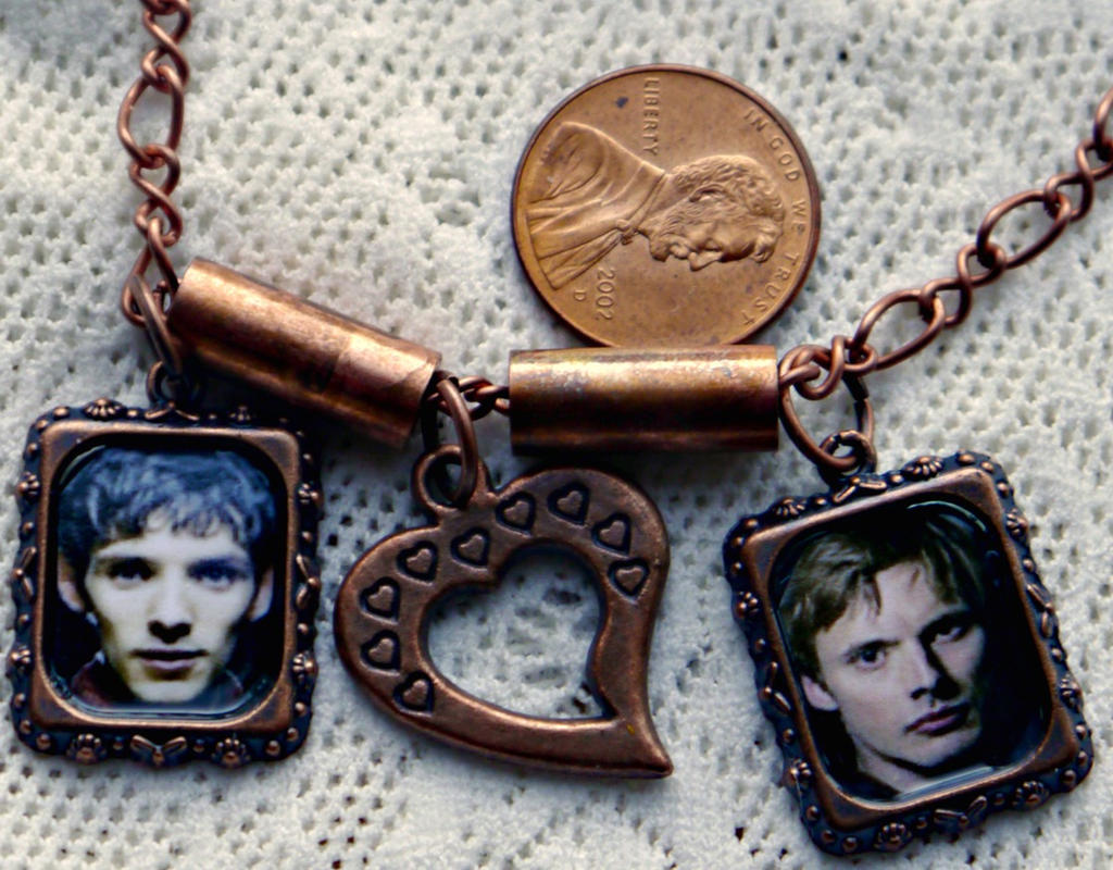 BBC Merlin and Arthur Copper Heart Charm Bracelet