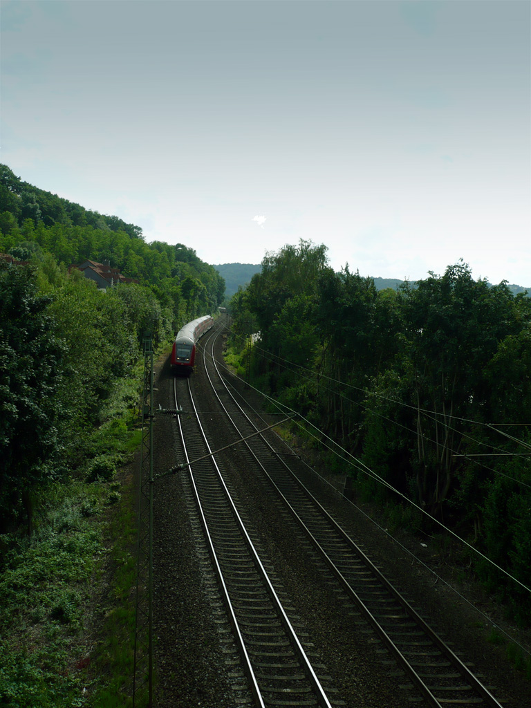 A train approaching Marburg