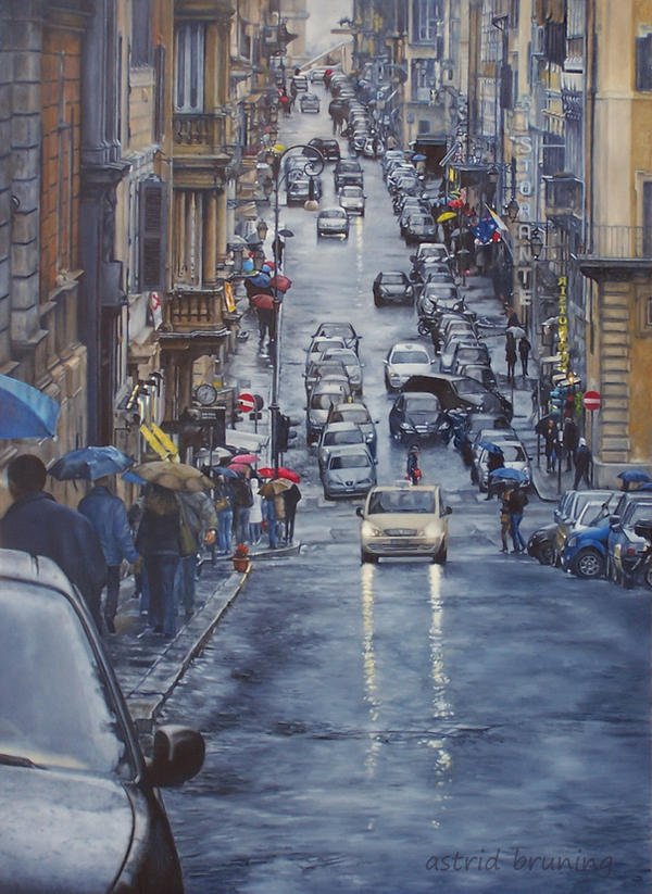 Via Sistina - Roma  ... OIL PAINTING by AstridBruning