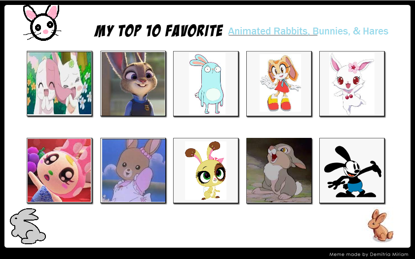 All Rabbit Characters Top 10 Animated Rabbits by WanderSong on DeviantArt