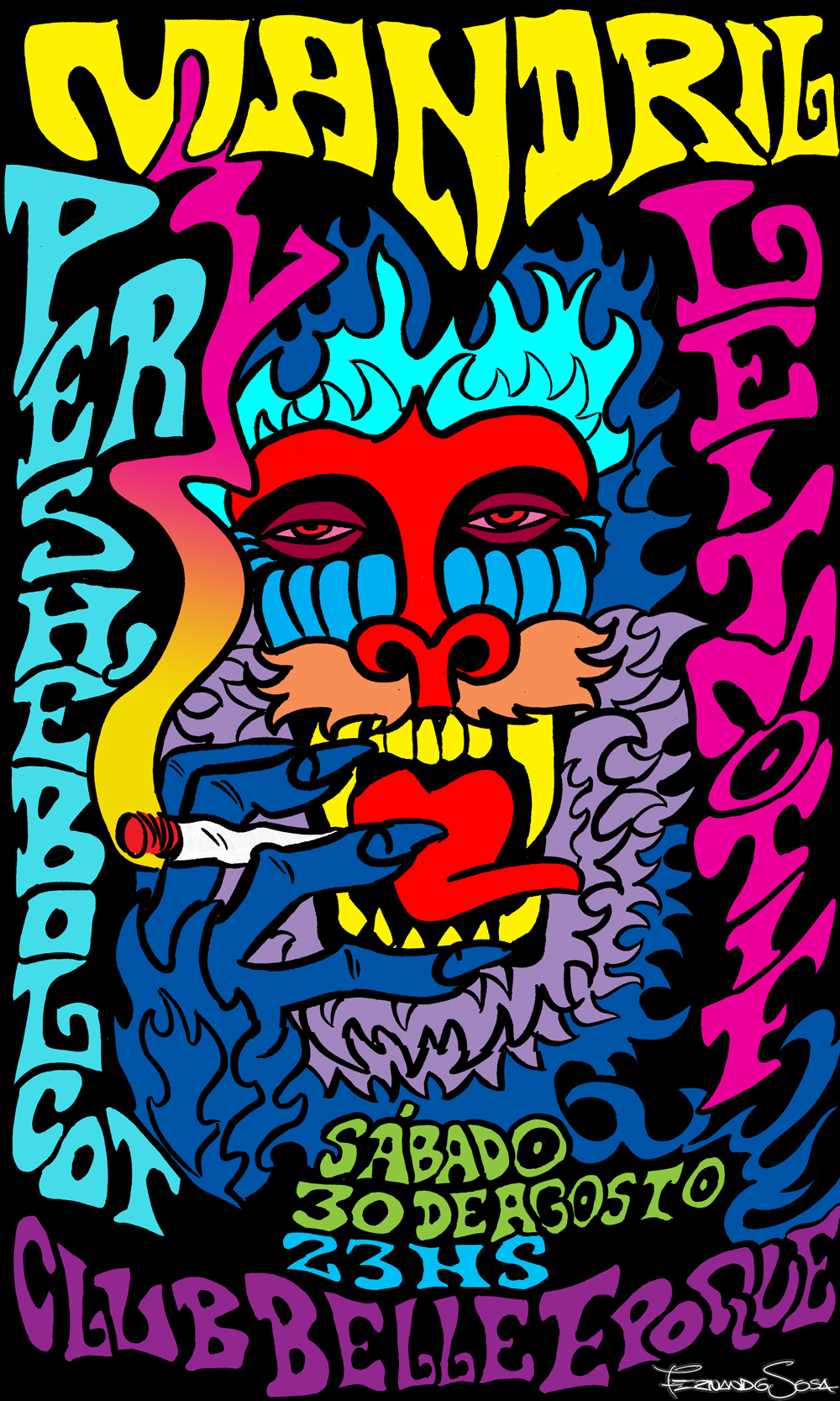 Flyer Mandril stoner rock