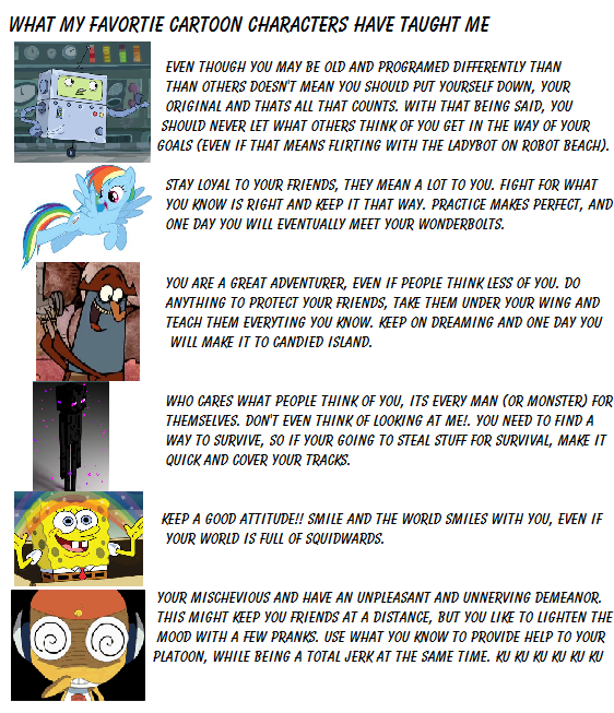 What my favorite cartoon characters have taught me by dlaney966 on DeviantArt What my favorite cartoon characters have taught me by dlaney966 on DeviantArt