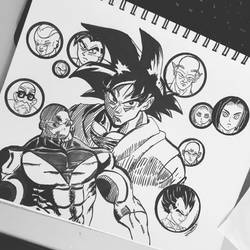 Inktober #3-8 Goku vs Jiren 