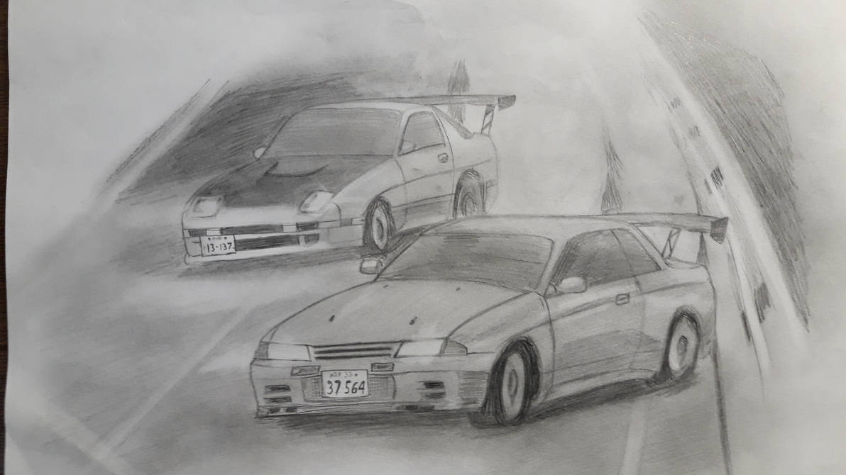 Drawing - Initial D - R32 VS. RX7 by LPF346 on DeviantArt