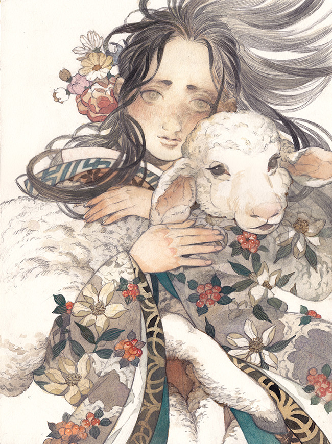 Girl with Little Sheep