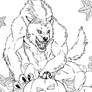 Werewolf and pumpkin lineart