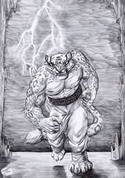 Commission - Tai Lung (Black and white)