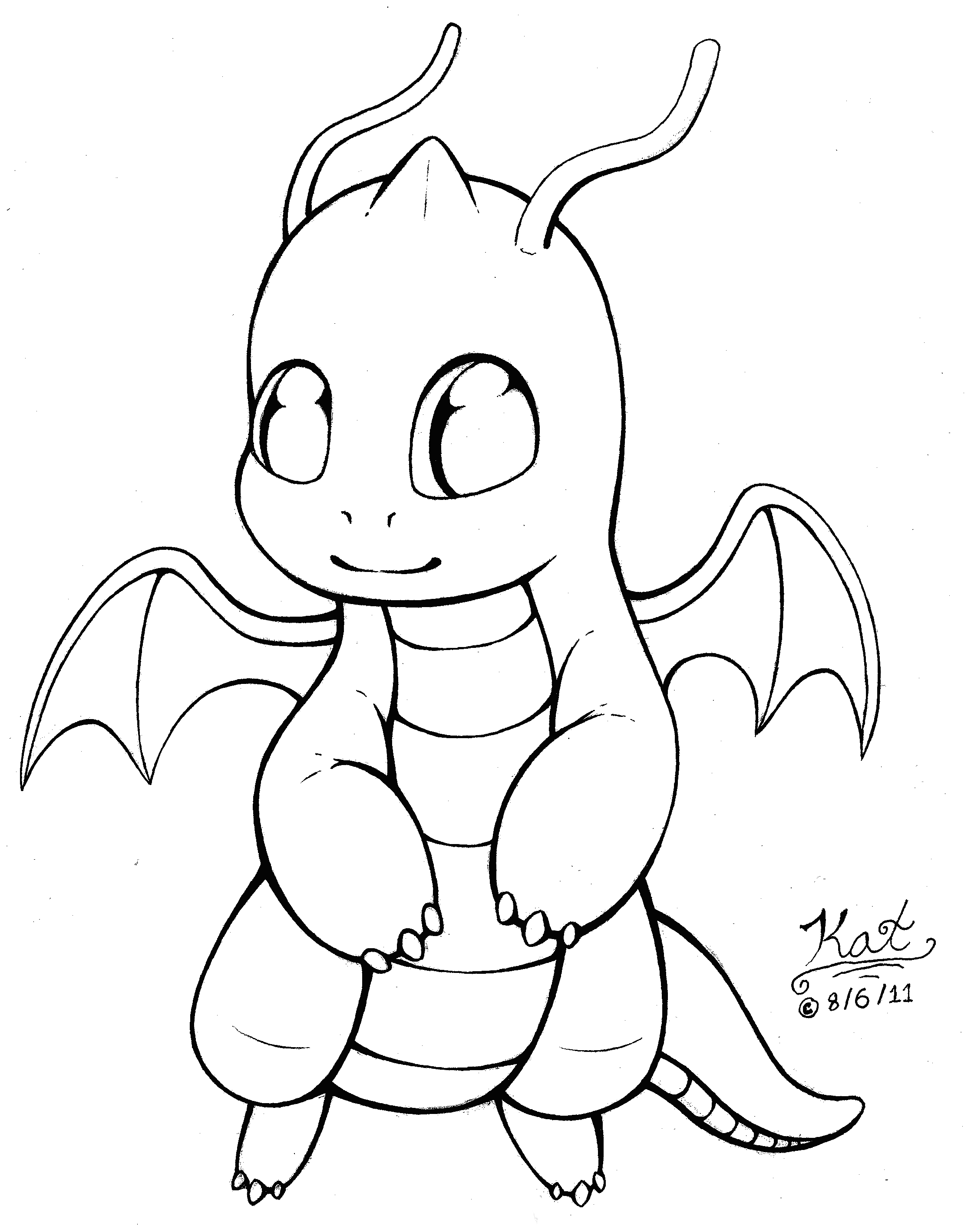 Chibi Dragonite Lineart by KaiyaAshigawa on DeviantArt