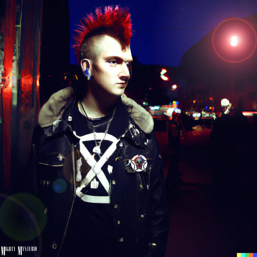 Punk rocker standing on the street at night by MightyMysterio on DeviantArt