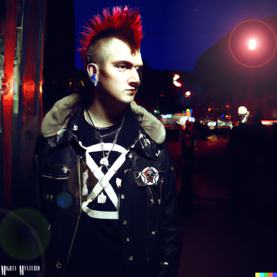 Punk rocker standing on the street at night by MightyMysterio on DeviantArt