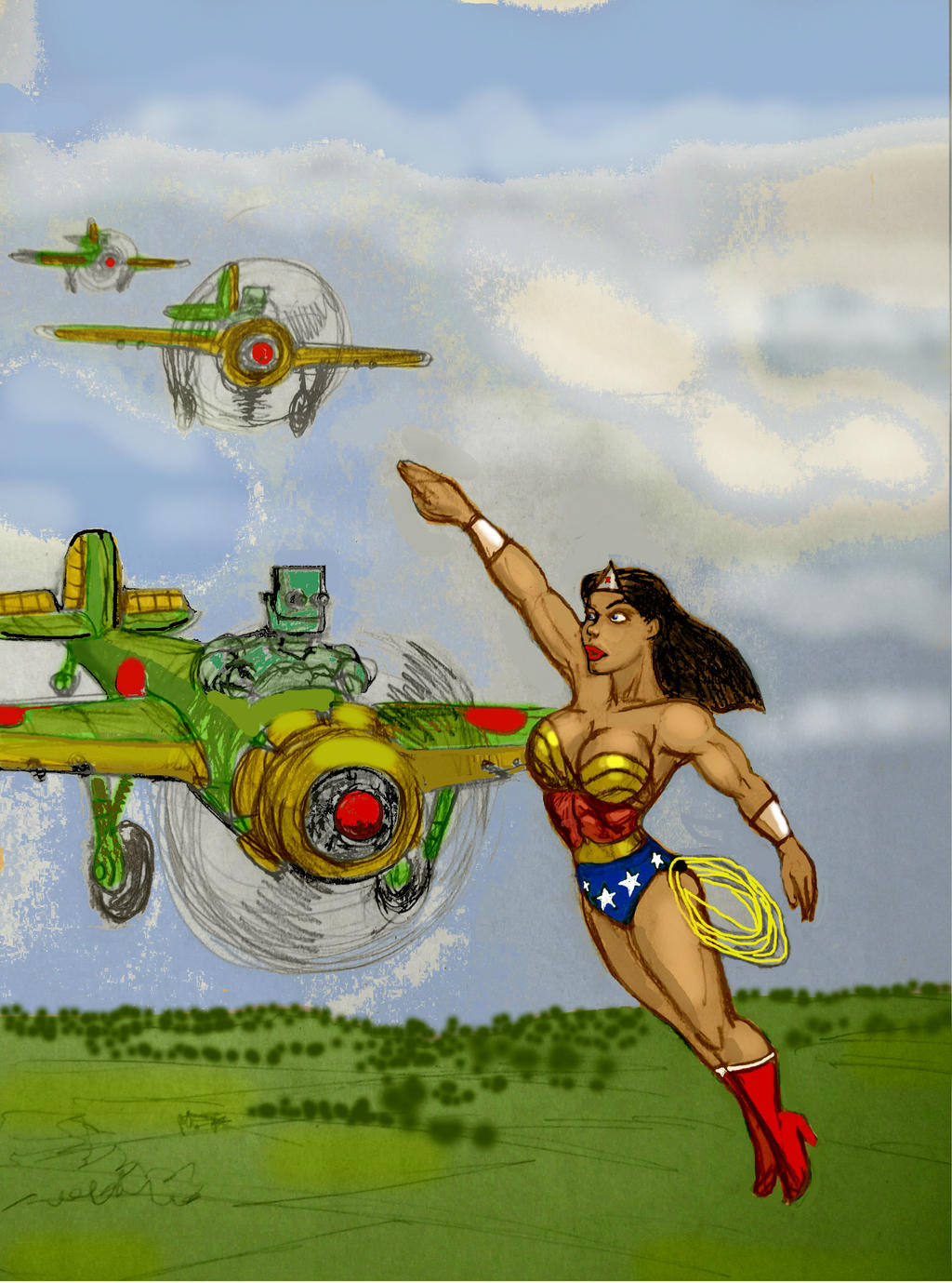 Wonder Woman vs. Japro-bot Kamakazi Squadron