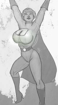 Power Girl Holds Up Something Really Heavy