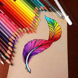 Rainbow Feather - Commission