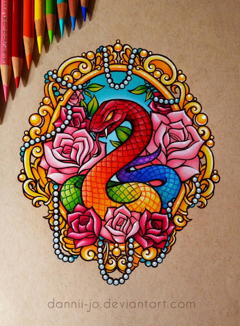Snake and Roses Commission by dannii jo on DeviantArt